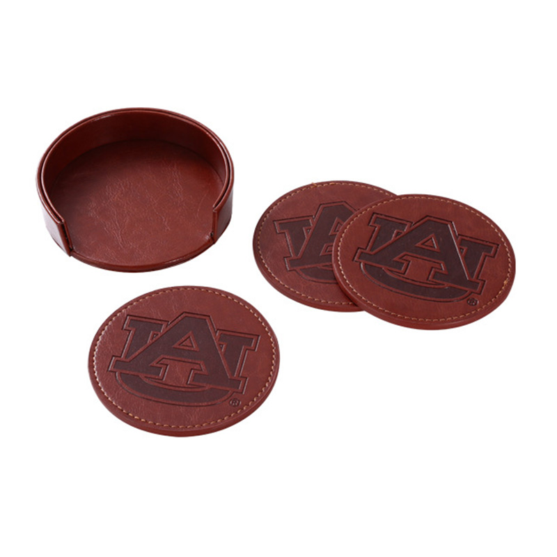 6 Pcs Leather Coasters with Holder