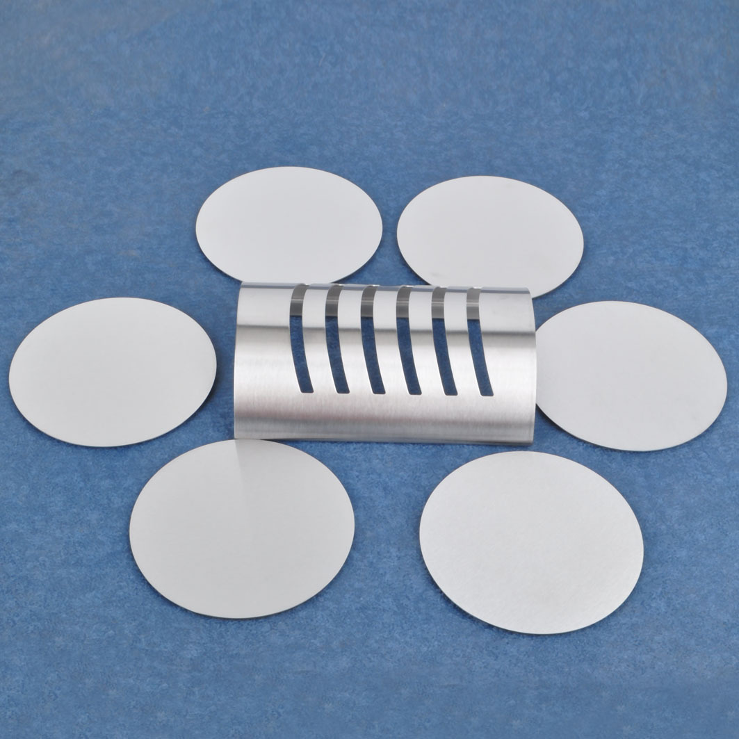 6 Piece Round Stainless Steel Coaster with Stand